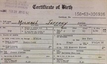 Certificado de nacimiento de Michael Jordan subastado en Texas
